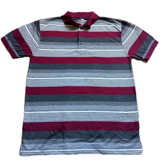 Men's Red Rhino Polo, Size Medium, Striped, Burgundy, Gray - Picture 1 of 2